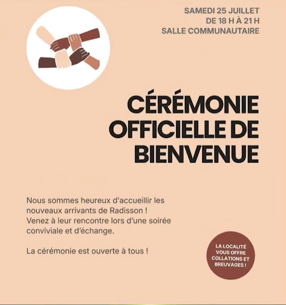 Succès de la cérémonie d’accueil à Radisson